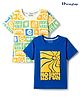 Honeyhap Premium 100% Cotton Knit Half Sleeves Sun Printed T-Shirts With Bio Finish Pack Of 2 - Blue & White