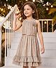Hola Bonita Knit Sleeveless Structured Shimmer Party Dress With Belt - Gold