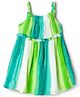 Babyhug Cotton Woven Sleeveless Striped A Line Frock - Green & Blue