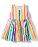 Babyhug 100% Cotton Woven Sleeveless Striped Frock - Multicolour
