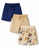 Bonfino 100% Cotton Knit Above Knee Length Animal Printed Shorts Pack of 3 - Multicolor