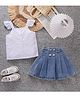 Mark & Mia Cotton Frill Sleeves Solid Color Top & Skirt Set - Blue & White