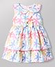 Babyhug Cotton Woven Sleeveless Frock With Floral Print & Bow Applique - Multicolor