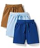 Bonfino 100% Cotton Knit Above Knee Length Solid Shorts Pack of 3 - Multicolor