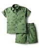 Rikidoos Cotton Knit Half Sleeves Shirt & Shorts Co-ord Set With Animal Print - Green