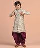 KISAH Blended Woven Full Sleeves  Floral Printed Floral Printed Sherwani With Dhoti Set - Multi Colour