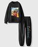 Nap Chief Cotton Knit Full Sleeves Disney Lion King Featuring Full Sleeves Characters Printed Winter Sweatshirt & Joggers Set - Black