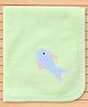 Child World Terry Knit Unisex Hand & Face Towels With Blue Fish Print L 31 x B 31 cm - Green
