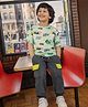 Somersault Cotton Half Sleeves Road Trip Theme Printed Tee & Joggers Set - White & Grey