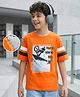Pine Kids Cotton Knit Half Sleeves T-Shirt With BMX Print - Rust Orange