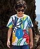 Pine Kids 100% Cotton Knit Half Sleeves Abstract Printed T-Shirt - White