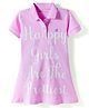 Doreme Sinker Knit Half Sleeves Text Printed A Line Frock - Mauve
