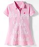 Doreme Sinker Knit Half Sleeves Text Printed A Line Frock - Pink