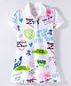 Doreme Sinker Knit Half Sleeves Frocks Find Joy In The Little Thing Printed A Line Shirt Style Frock - White
