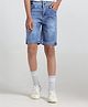 Under Fourteen Only Ribbed Waistband Washed & Distressed Shorts - Light Blue