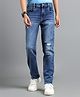 Under Fourteen Only Now Or Never Text Printed Washed & Distressed Jeans - Blue