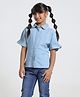 Under Fourteen Half Sleeves Solid Shirt Style Top - Light Blue