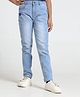 Under Fourteen Only Heart Embroidered Patch Detailed Washed Jeans - Light Blue