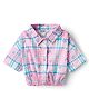 Under Fourteen Only Half Sleeves Checked & Butterfly Printed Shirt Style Top - Pink
