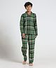 Under Fourteen Only Full Sleeves Checked Coordinating Shirt & Pajama Night Suit - Green