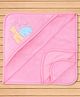 Child World Terry Knit Hooded Towel with Animal Embroidery L 77 x B 73 cm - Pink