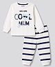 Bonfino 100% Cotton Knit Full Sleeves T-Shirt & Striped Pyjama Night Suit With Text Print - Multicolor