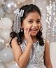 Aye Candy Glittered Bow Applique Detailed Alligator Hair Clip - Silver