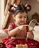 Aye Candy Set Of 2 Glittered Bow Applique Detailed Alligator Hair Clip - Red & Gold