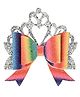Aye Candy Glittered Bow & Tiara Applique Detailed Hair Clip - Red Blue & Yellow