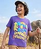 Pine Kids Cotton Knit Half Sleeves T-Shirt with Jungle Safari Theme Print - Purple