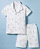 Ben Benny Interlock Knit Half Sleeves Shirt & Shorts Co-ord Night Suit With Dino Print - Off White
