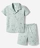 Ben Benny Interlock Knit Half Sleeves Shirt & Shorts Co-ord Night Suit With Space Theme Print - Green