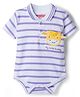 Babyhug 100% Cotton Knit Half Sleeves Striped Onesie with Giraffe Patch Detailing - Multicolor