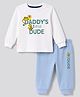 Bonfino 100% Cotton Knit Full Sleeves T-Shirt & Pyjama Night Suit With Text Print - Multicolor