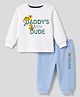 Bonfino 100% Cotton Knit Full Sleeves T-Shirt & Pyjama Night Suit With Text Print - Multicolor