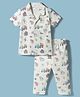 Ben Benny Interlock Knit Half Sleeves Farm Animals Printed Co-Ords Shirt & Pyjama Night Suit - OffWhite