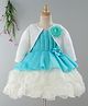 Enfance Sleeveless Flower Applique Bodice Pleated Peplum Dress With Jacket - Blue