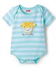 Babyhug 100% Cotton Knit Half Sleeves Striped Onesie with Giraffe Patch Detailing - Multicolor