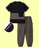 OLLINGTON ST. Cotton Knit Half Sleeve T- Shirt & Twill Joggers - Black & Olive