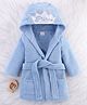 Babyhug Knit Terry Microfiber Unisex Bath Robe With Hood & Prince Embroidery - Blue
