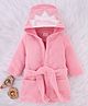 Babyhug Microfiber Knit Full Sleeves Princess   Embroidered Terry Hooded Bath Robe - Pink