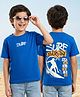 Pine Kids Cotton Knit Half Sleeves T-Shirt with Text Print - Blue