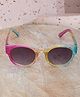DukieKooky Colour Blocked Glitter Detailed UV Protection Round Sunglasses - Pink