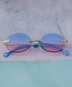 DukieKooky Classic Butterfly Designed Rimless UV Protected Oval Sunglasses - Blue & Golden