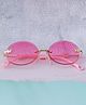 DukieKooky Classic Butterfly Designed Rimless UV Protected Oval Sunglasses - Pink & Golden