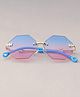 DukieKooky Classic Rimless UV Protected Oversized Pentagon Sunglasses - Blue & Golden