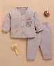 Wonderchild Full Sleeves Animals Embroidered Shirt & Pant Set - Mud Wine