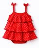 Babyhug 100% Cotton Knit Sleeveless Frock Style Onesie with Heart Print - Dark Red
