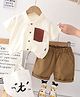 POP STREET KIDS Cotton Woven Half Sleeves Solid Shirt & Shorts Set - White