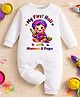 KNITROOT Cotton Knit Holi Theme Full Sleeves My First Holi With Mumma & Papa Text Printed Romper - White